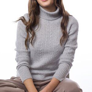 NWT! DongLi - 100% Cashmere Cable Knit Sweater in Heather Gray - Multiple Sizes